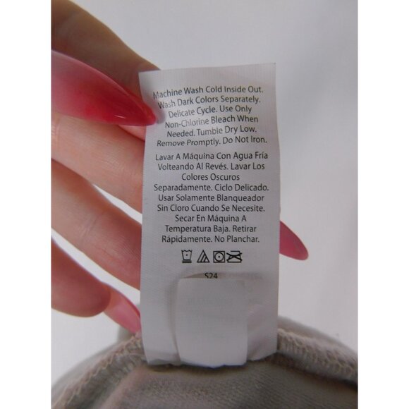 Avia Medium Beige Ribbed Pullover Hoodie Crossover Hood Witchcore - Picture 11 of 12